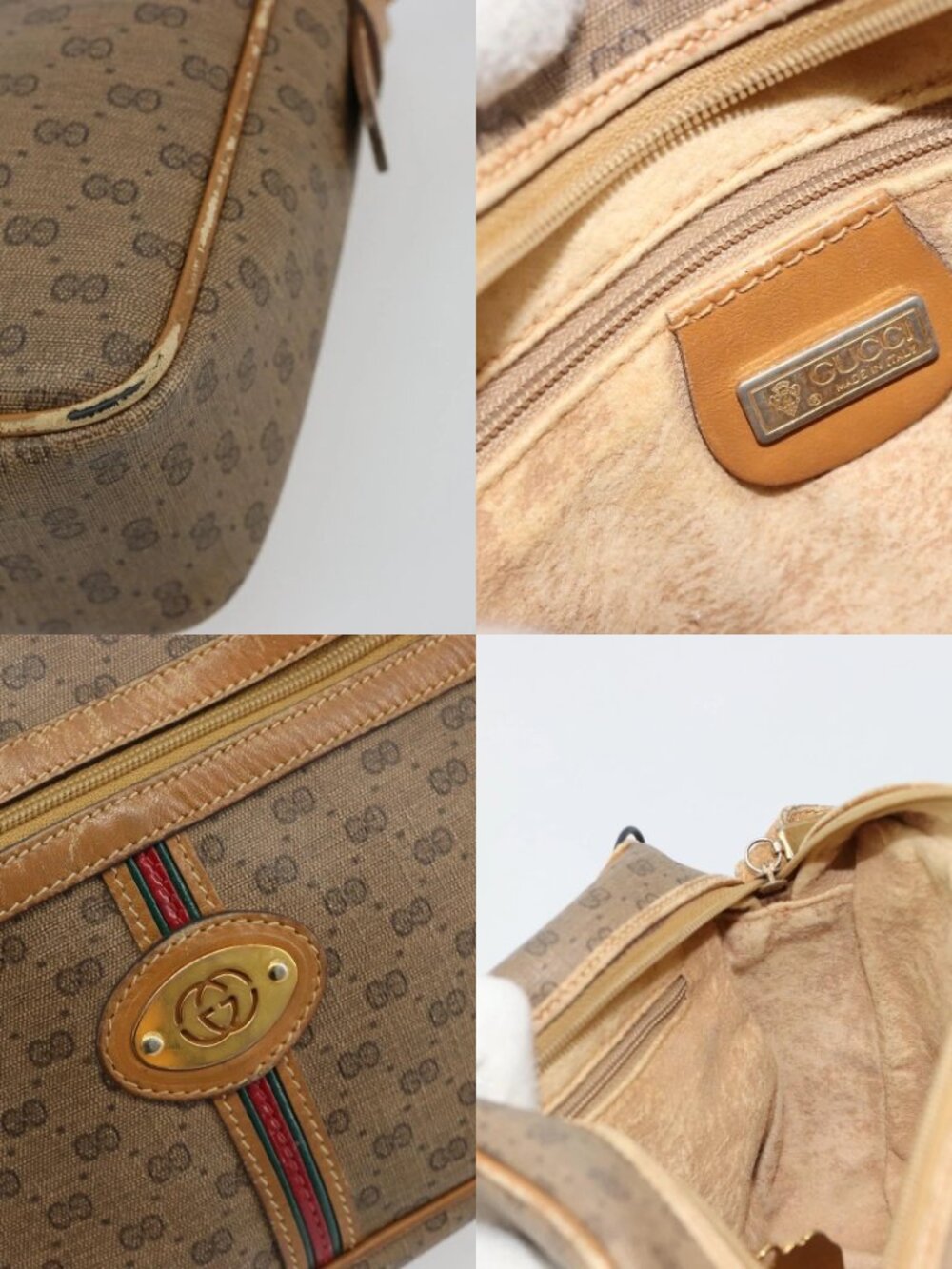 GUCCI Micro GG Supreme Web Sherry Line Bag PVC Beige 007 904 0008 Auth 185200 - Picture 13 of 15